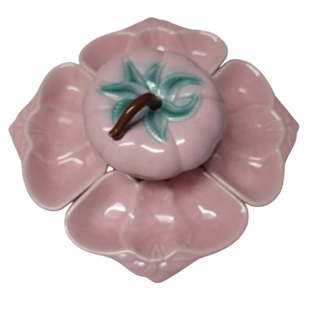 Belmar‎ Vintage Pink Strawberry Ceramic Shaped Serving Set Dip Veggie 6 Pieces